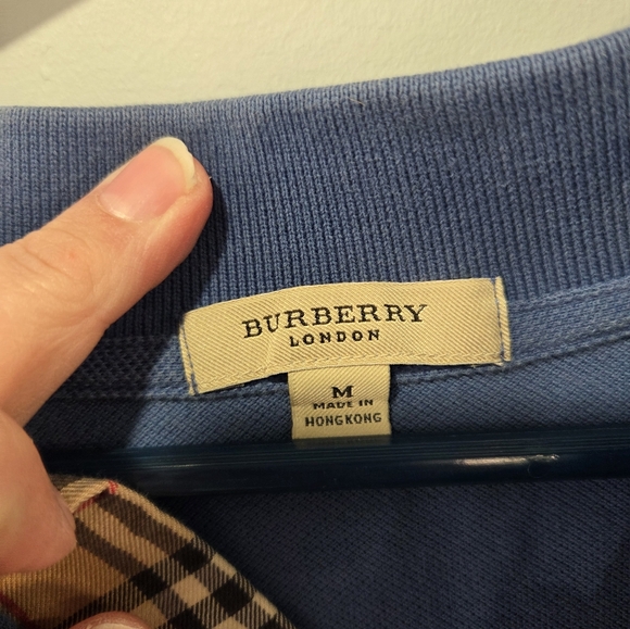 Burberry Blue Nova Check Polo Shirt Short Sleeve Men's Size M - Picture 5 of 7